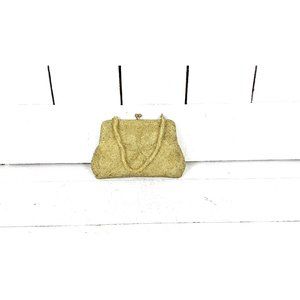 Vintage gold beaded small evening purse